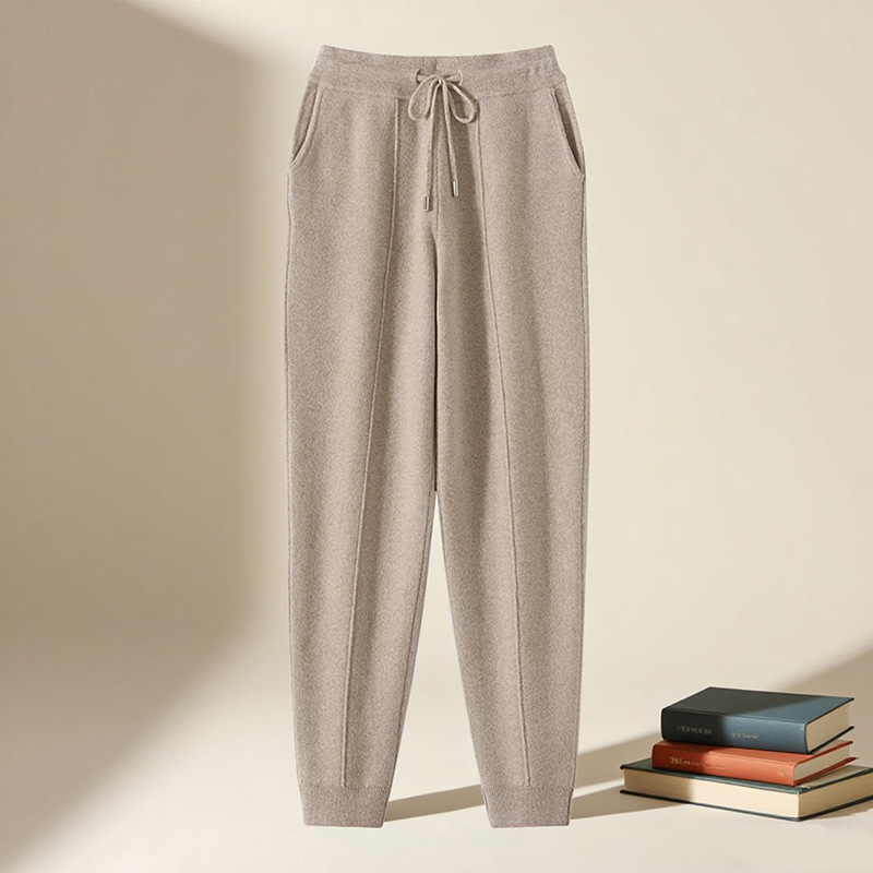 Men's Wool Pants Autumn and Winter New Solid Color Thick Cashmere Knit Casual Jogger Pants with Cuffs Men's Wool Pants Autumn and Winter New Solid Color Thick Cashmere Knit Casual Jogger Pants with Cuffs