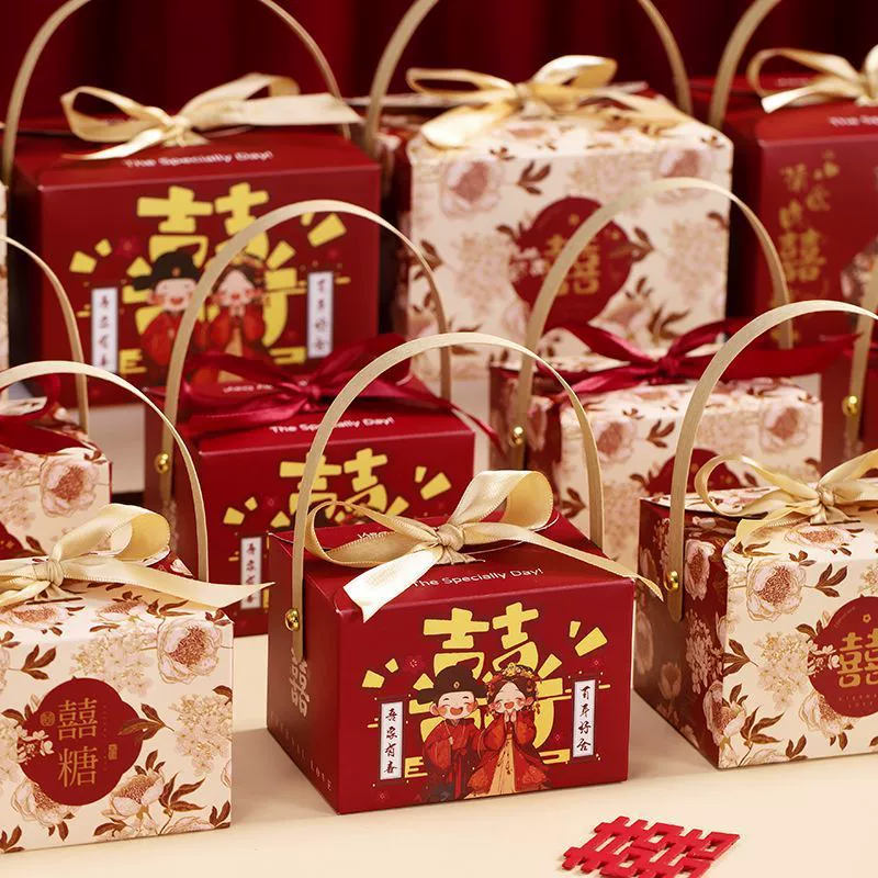 2025 новых свадебных ретро-ленточных коробок для конфет, китайский свадебный сувенир для гостей, подарочная упаковка для сахара