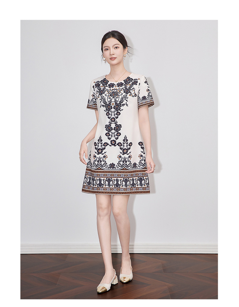 Váy chữ A phong cách Chanel in họa tiết định vị cao cấp, tôn dáng, mùa hè — Màu đen chi tiết 7