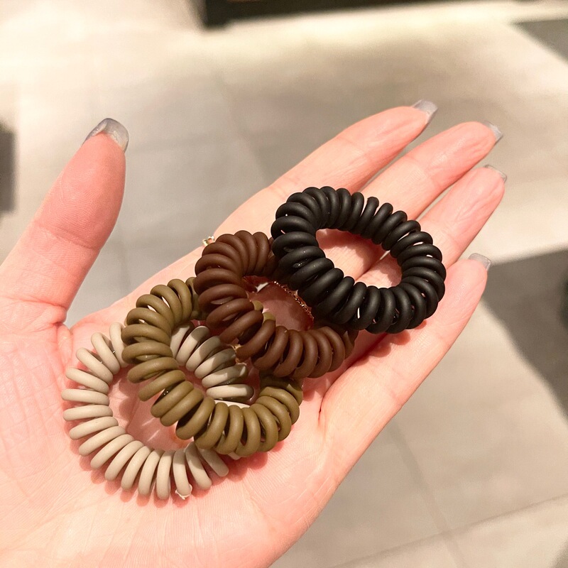 South Korea Dongdaemun early autumn earth color frosted matte telephone line hair band basic seamless hair tie leather case for women