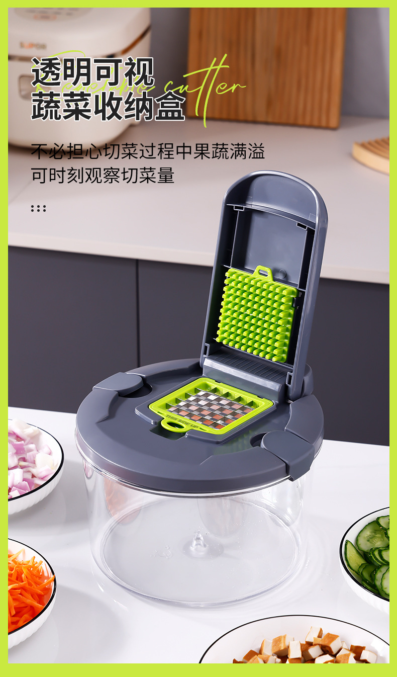 Vegetable Dehydrator and Chopper 2-in-1 Colander Vegetable Cutter Multifunctional Shredder Slicer Manual Vegetable and Fruit Salad Maker for Home Kitchen