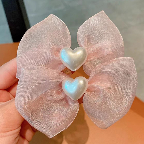 Girls' bangs clip, love-free hair clip, princess style new children's pink bow ponytail hair circle