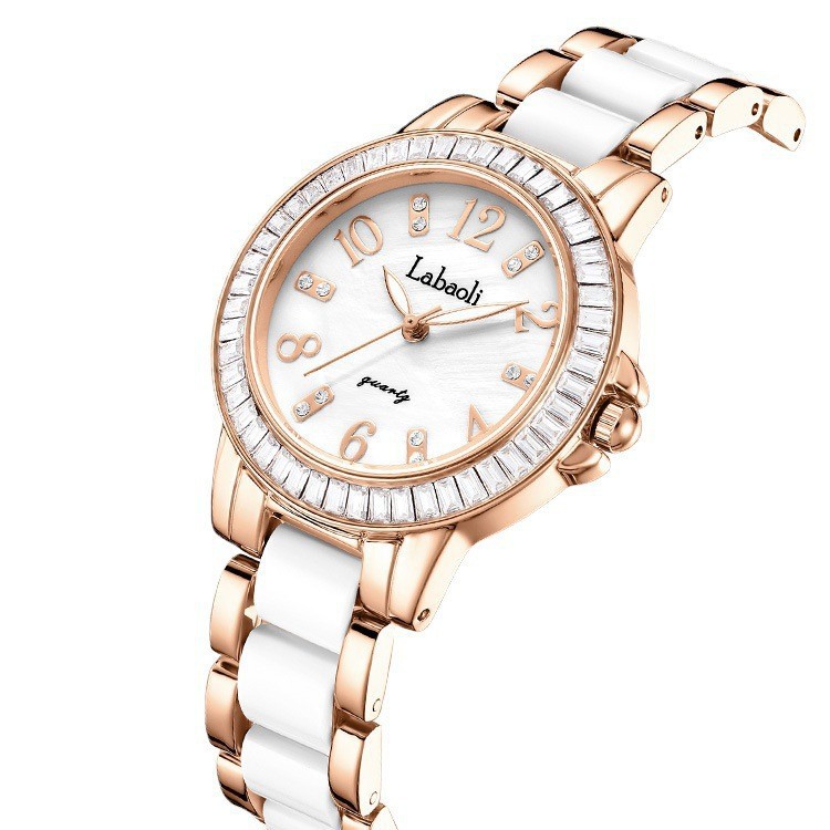 Labaoli Nuovo Modello Orologio da Polso al Quarzo da Donna in Ceramica con Anello di Diamanti Nuovo Kuaishou Live La202_voghion.com