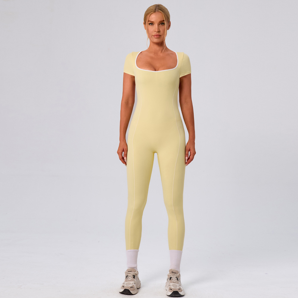 Cross-border cinco colores slimming yoga mujer de belleza con espalda desnuda sensación de color contrastante al aire libre fitness overcoat