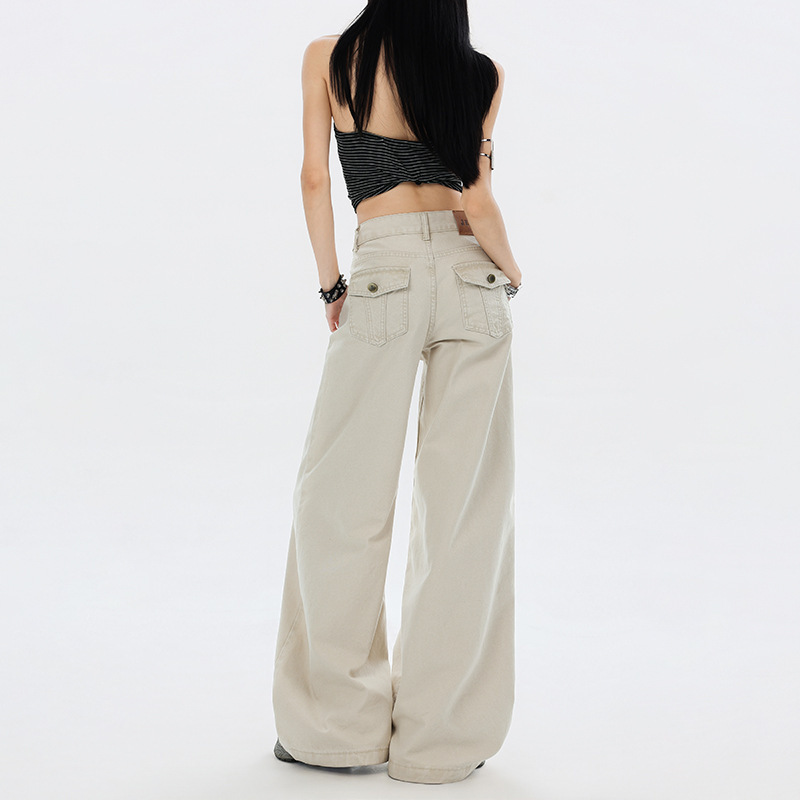 2026 Spring/Summer New Casual Washed Pearl Canvas Fabric American Style Low-Waist Slimming Loose Wide-Leg Casual Jeans 2026 Spring/Summer New Casual Washed Pearl Canvas Fabric American Style Low-Waist Slimming Loose Wide-Leg Casual Jeans