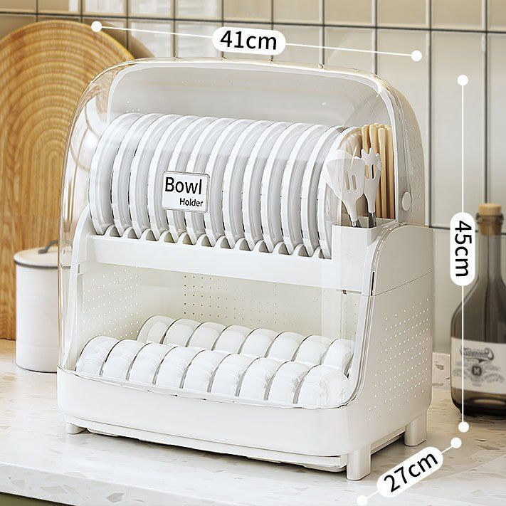 Cocina de recipiente de drenaje de recipiente de palillos caja de almacenamiento de doble capa de gran capacidad recipiente de recipiente de drenaje de agua a prueba de insectos a prueba de cucarachas ventilación a prueba de moho