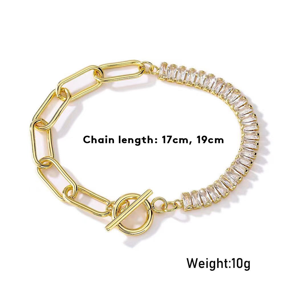 Hip-Hop Geometric Copper Plating Zircon Bracelets