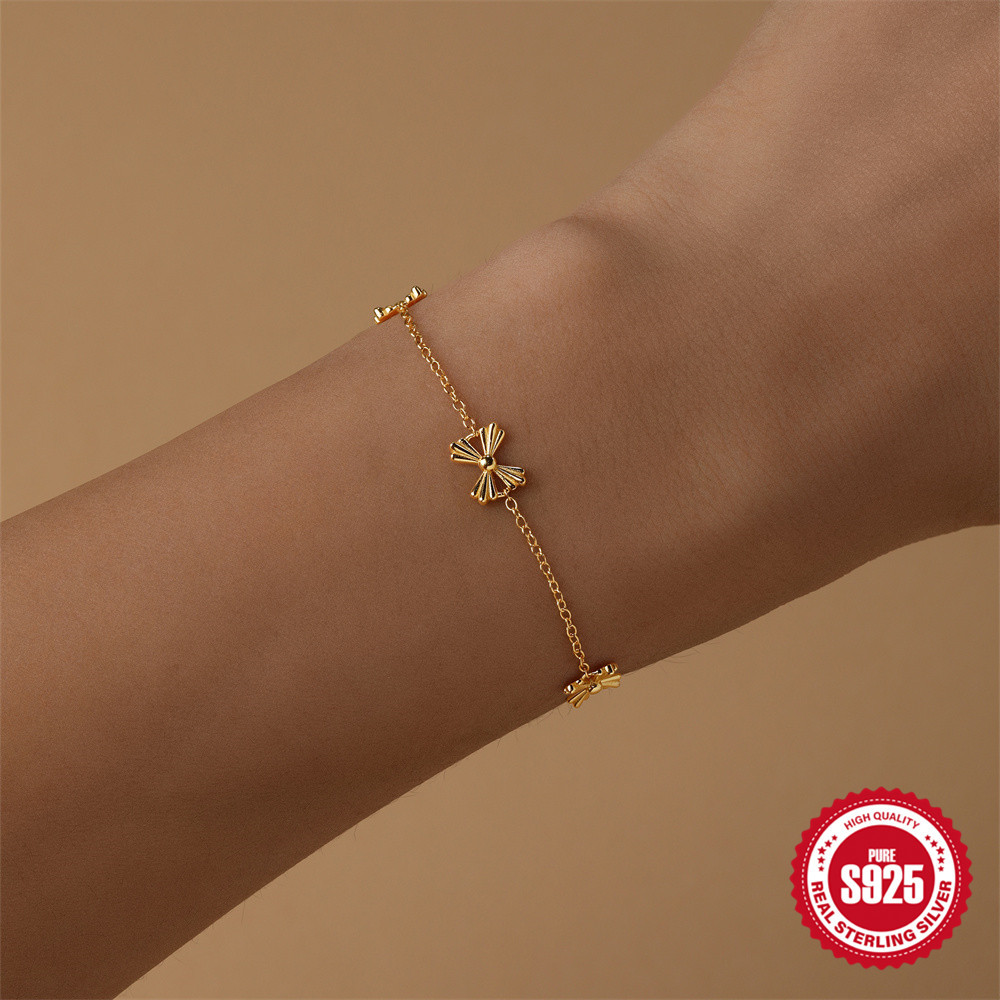 Nueva moda s925 lazo de plata de ley, diseño de nicho simple, personalidad de alta gama, pulsera de pila versátil