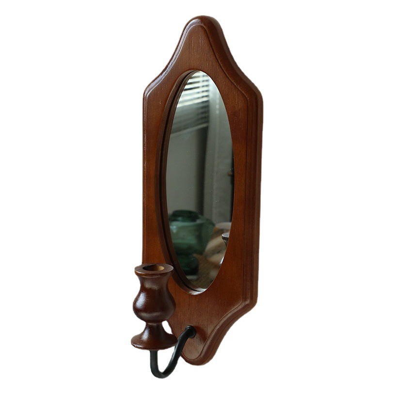 Vintage de madera maciza retro espejo dormitorio pasillo espejo decorativo baño sala de estar Decoración