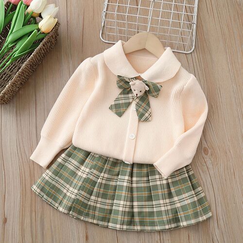 Children's sweater JK set  autumn new princess dress for girls, stylish two-piece set autumn children's clothing