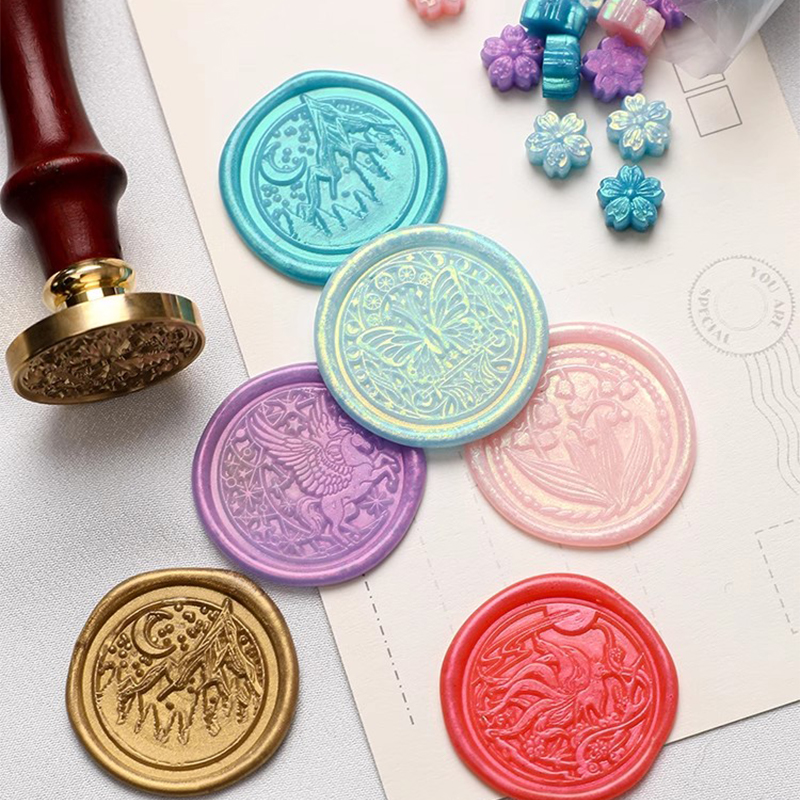 벚꽃 왁스 왁스 입자 꽃 오로라 글리터 골드 파우더 왁스 입자 왁스 밀봉 소재 편광 색상 구리 헤드 밀봉