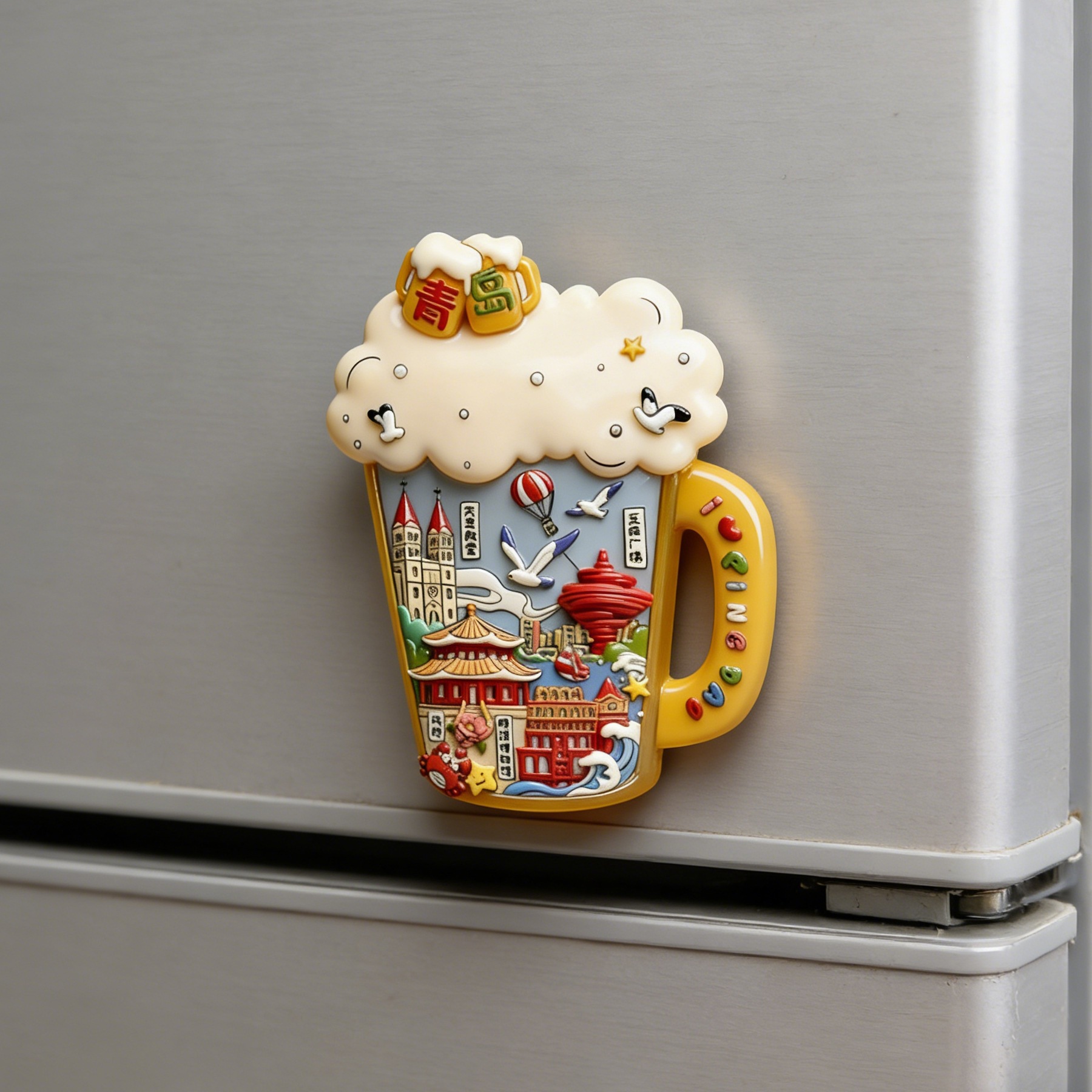 Creativo Qingdao Daza Beer Resina Relieve Refrigerador Magnetic Stick Shandong Beer Festival Cultural Creation Scenic Spot Recuerdo de turismo