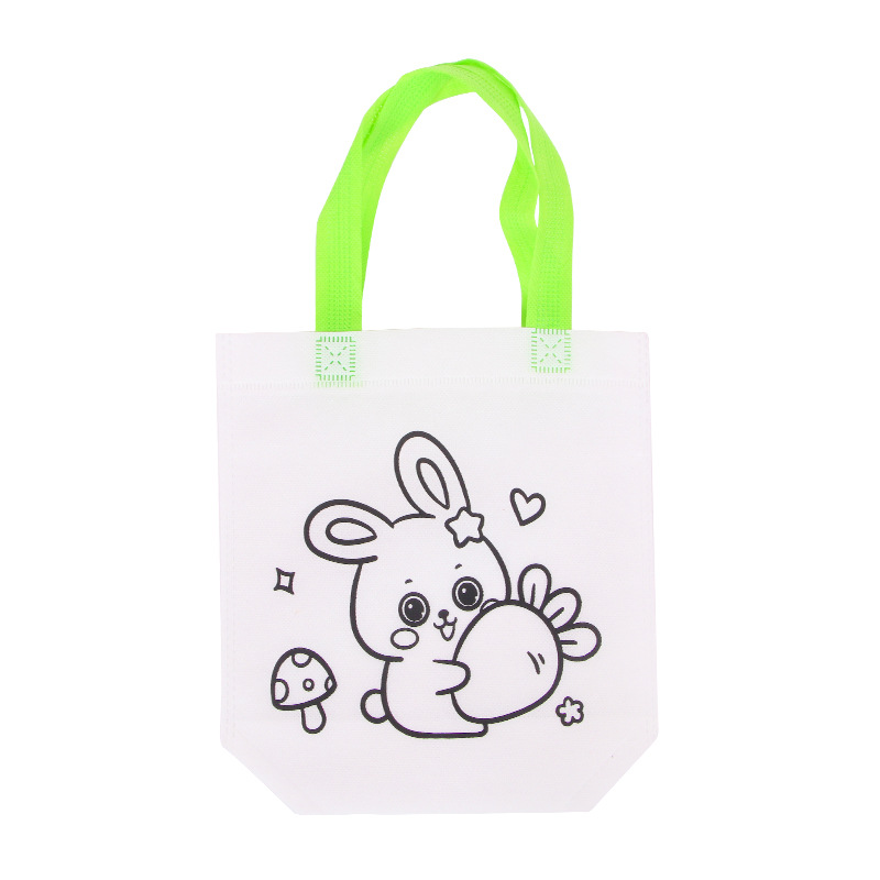 Bolso de graffiti de pintura de bricolaje hecho a mano para niños, regalo de estudiante personalizado, dibujo de tela no tejida de dibujos animados, bolso de tela portátil para colorear