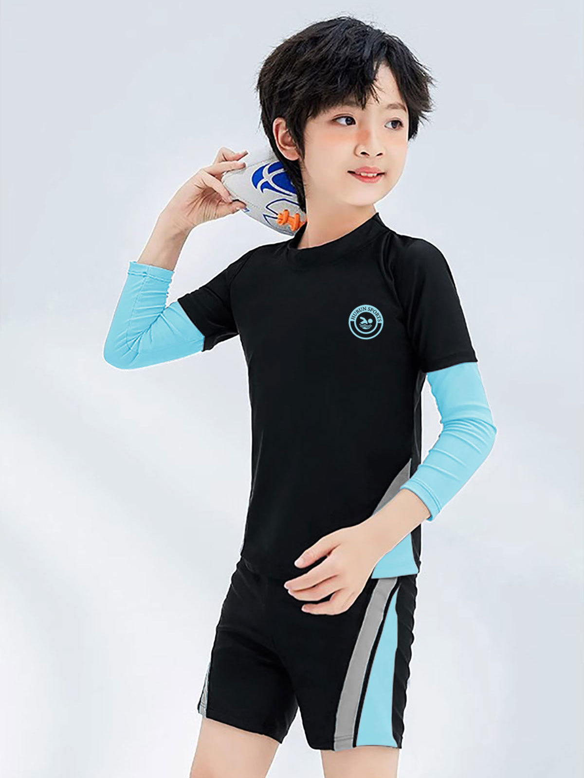 Traje de baño para adolescentes y niños Traje de baño de entrenamiento profesional dividido Traje de baño para hombres y mujeres, niños y niñas de mediana edad con cojín en el pecho