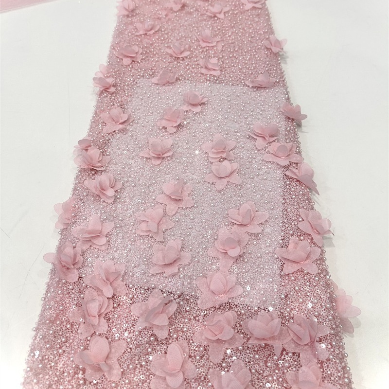 Decalones hechas a mano industria pesada computadora bordada sequinilla bordado tubo de perlas vestido de boda vestido de moda tela de vestido