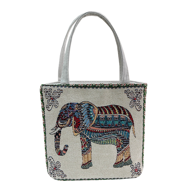 Capacious ethnic double-sided shopping bag for mother and baby