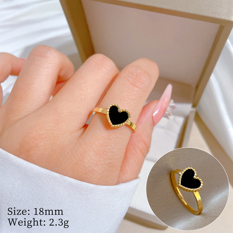 Schwarzer Und Weißer Titanstahlring Für Damen Und Herren_voghion.com