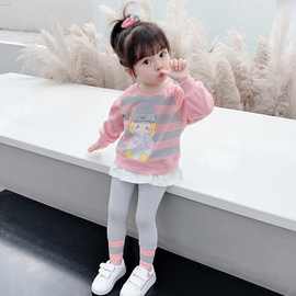 童装2023年新款春秋季女童洋气卫衣两件套儿童韩版小童套装女宝宝
