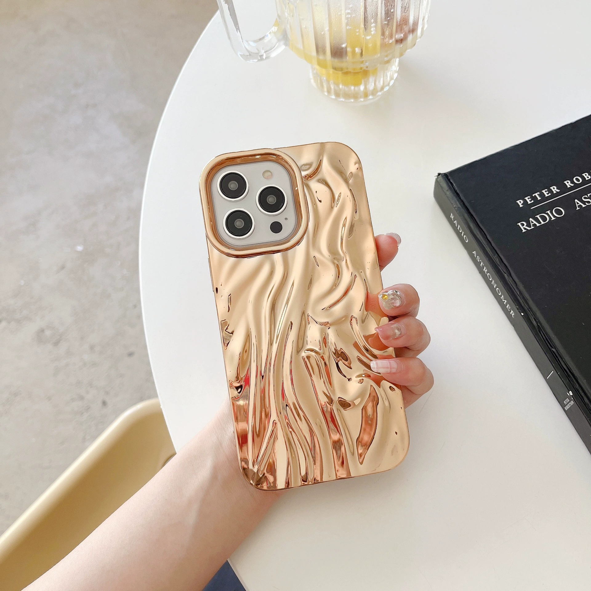 Чехол для телефона Apple совместим с iPhone 11–16/Pro/Pro Max, складчатое электроосаждение LJ, металлик
