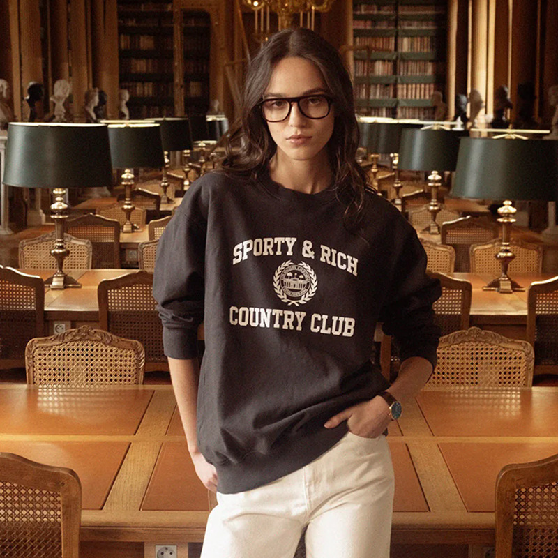 Clearance Sale at a Loss ~ No Returns or Exchanges ~ Classic Letter Print Black Fleece Women's Sweatshirt