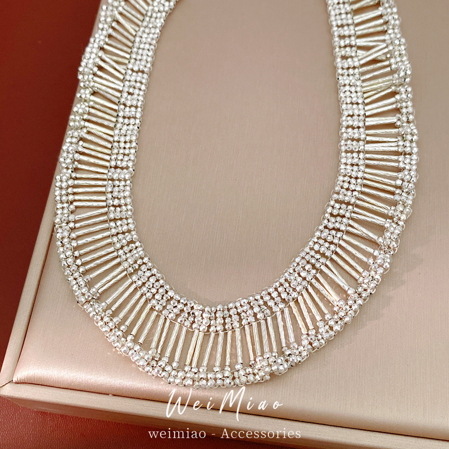 Viento frío collar de encaje plegado lujo ligero nicho de alta calidad cadena de clavícula estilo europeo y americano personalidad conjunto de joyería de moda