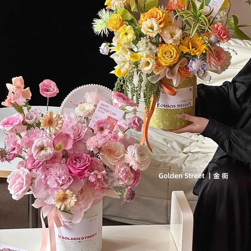 estrella brillante mini abrazo barril floral embalaje floral arreglos floral caja redonda floral diy regalo florista material caja de regalo