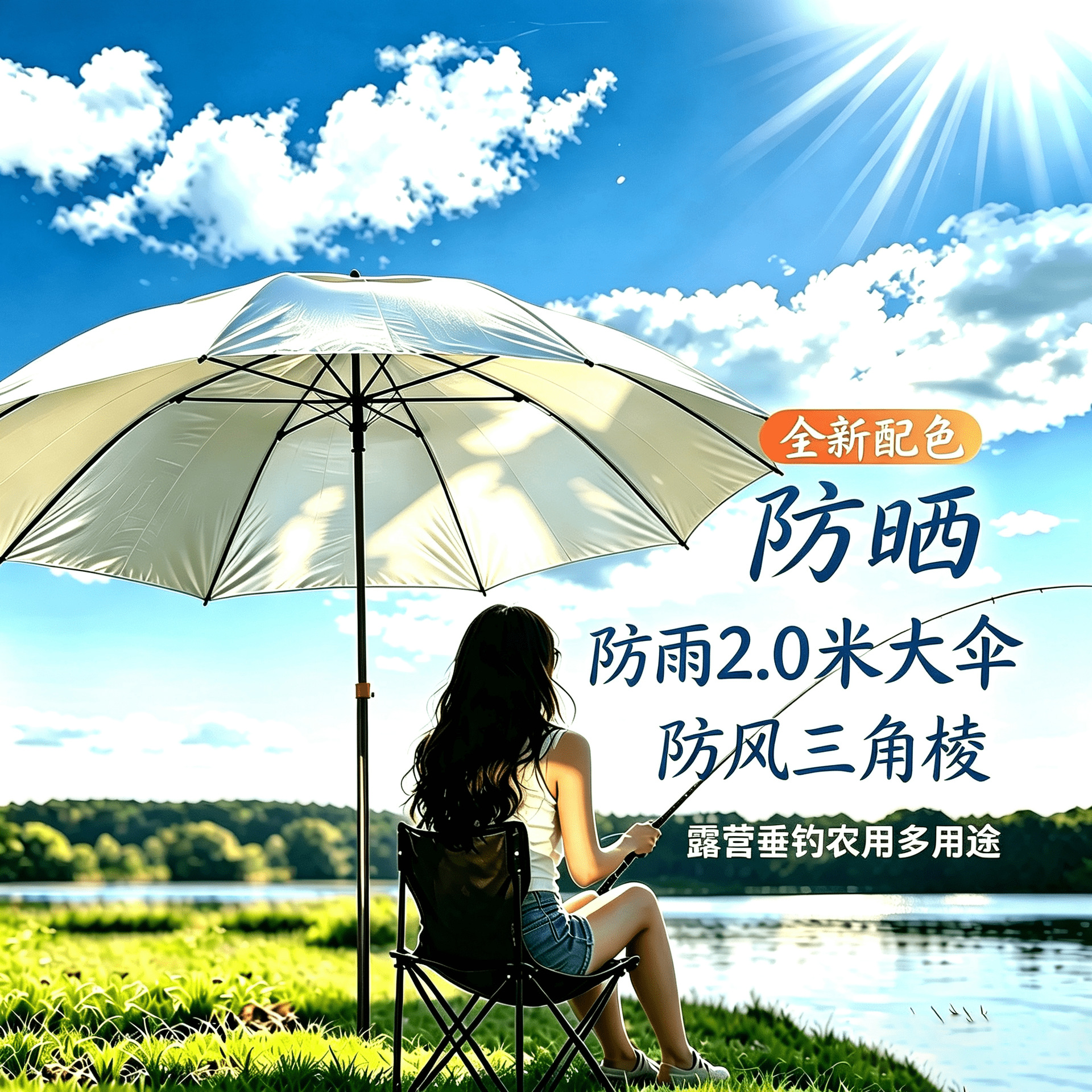 Outdoor Fishing-Specific Thickened Universal Folding Sunshade and Rainproof Stable Portable Fishing Umbrella Camping Umbrella Stall Umbrella with Silver Coating