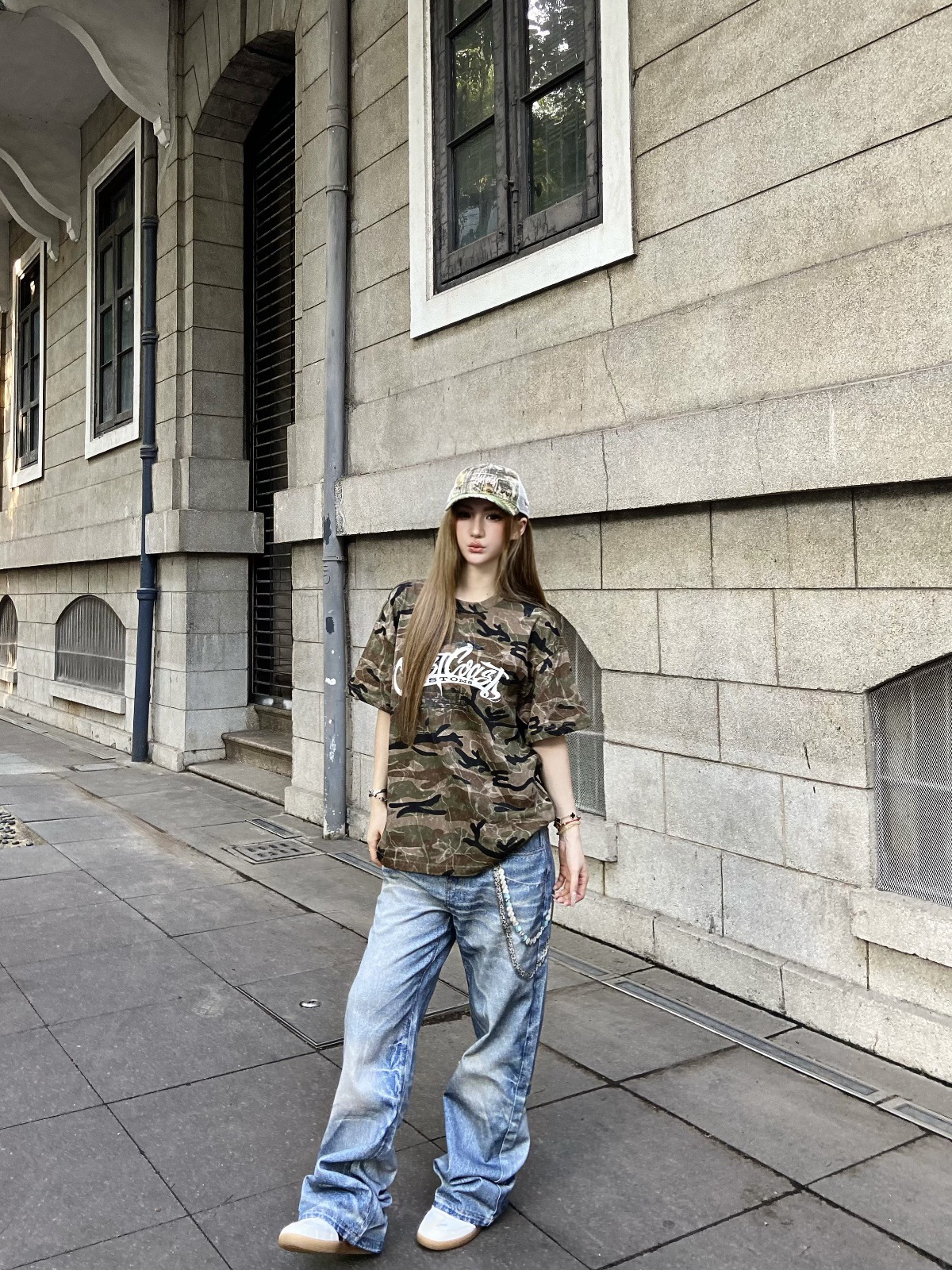 Vintage American Style 3D Printed Striped Cat Whisker Loose Straight Leg Jeans For Men And Women​​_viptrois.com