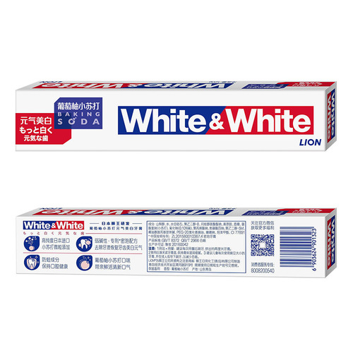 Lion King Big White Toothpaste, Whitening, Baking Soda & Grapefruit Flavor, Oral Care Brand, 120g Whole-Box Wholesale