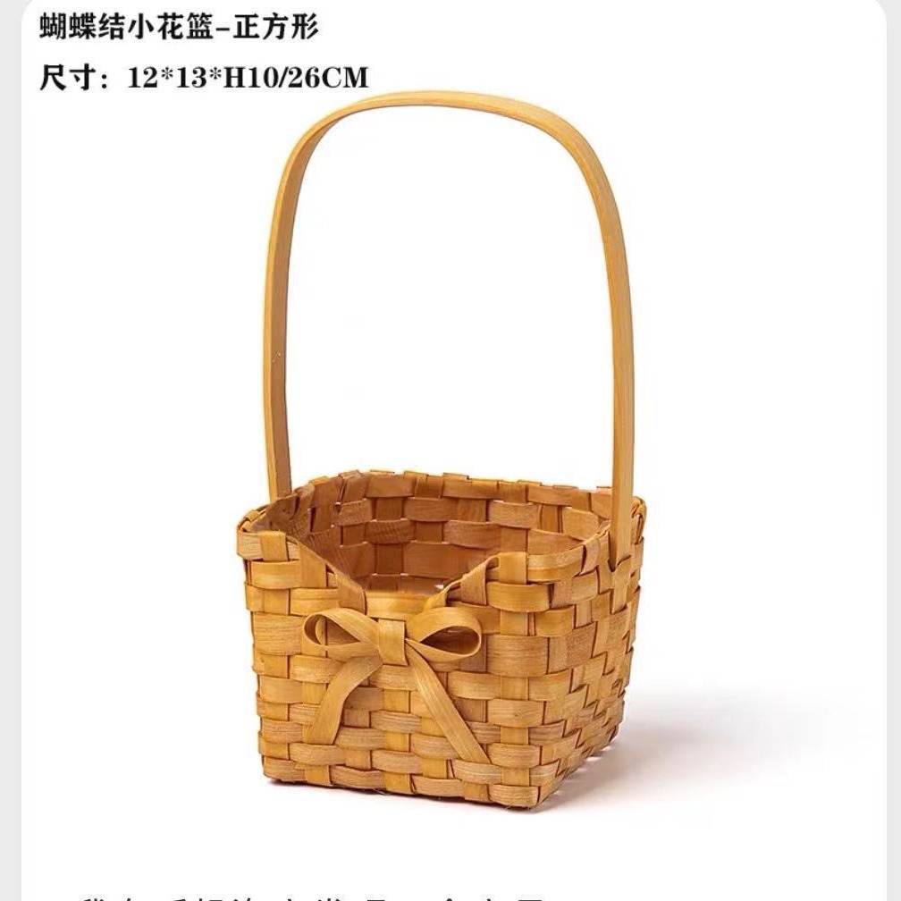 38 bowknot cesta de flores de madera cesta de flores decoración del hogar cesta de flores redonda pequeña cesta de flores sala de estar