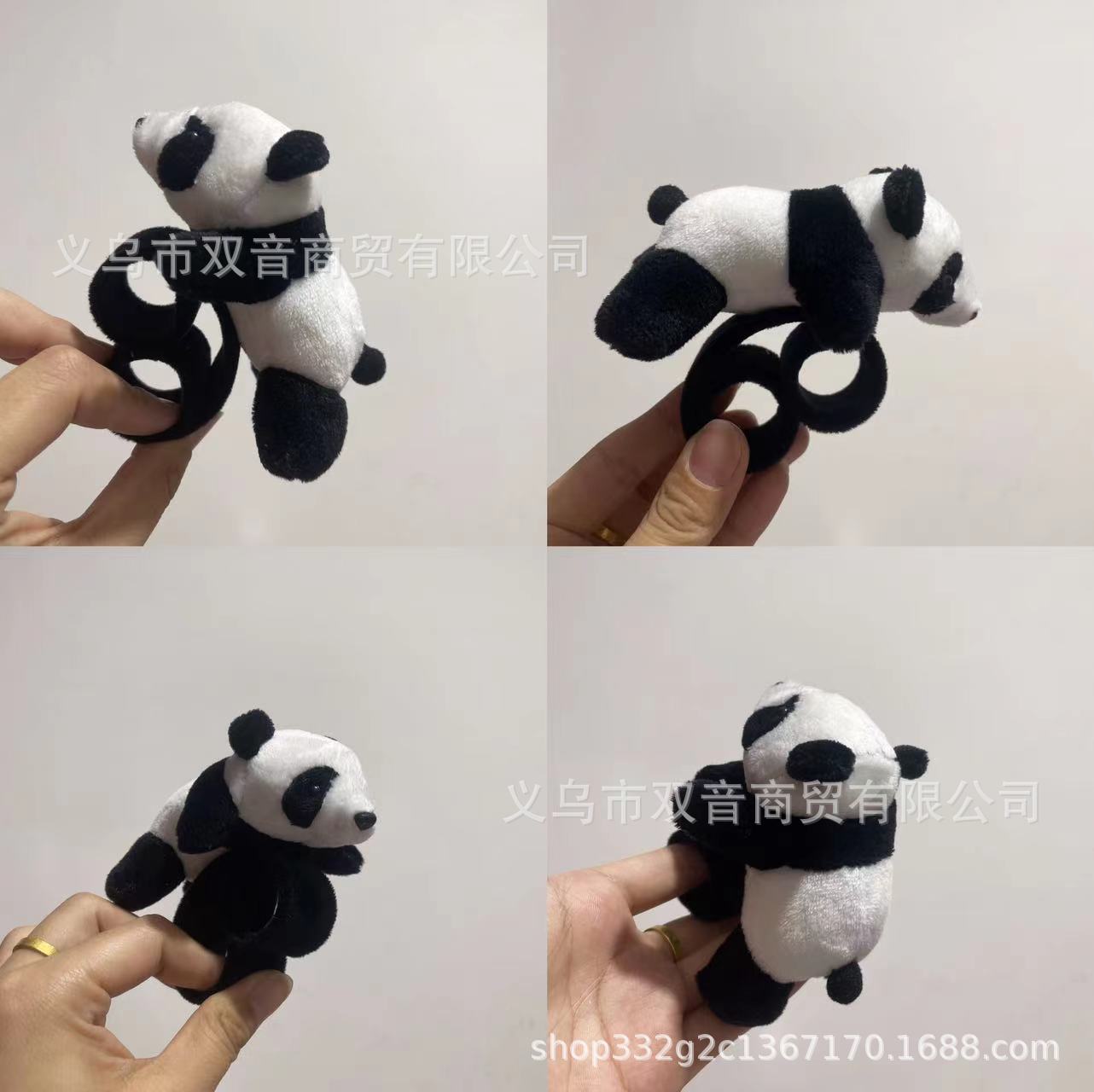 Muñeca creativa Panda raqueta anillo pulsera niños muñeca de peluche juguete bicicleta accesorios boda regalo de mano