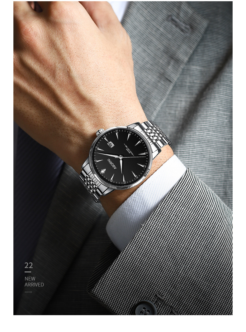 Asia Platini High end Quartz Waterproof Business Solid Steel Band Men's Watch_voghion.com