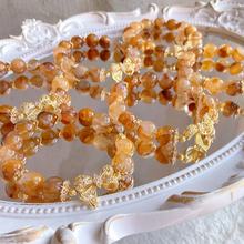 天然黄塔晶水晶蝴蝶结串珠显白小红书抖音爆款diy手串批发手链