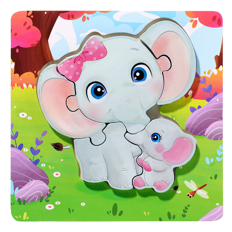 18 animales de dibujos animados de madera padres-hijos rompecabezas niños pequeños 1 - 3 - 5 años de iluminación educativa juguetes pequeños regalos