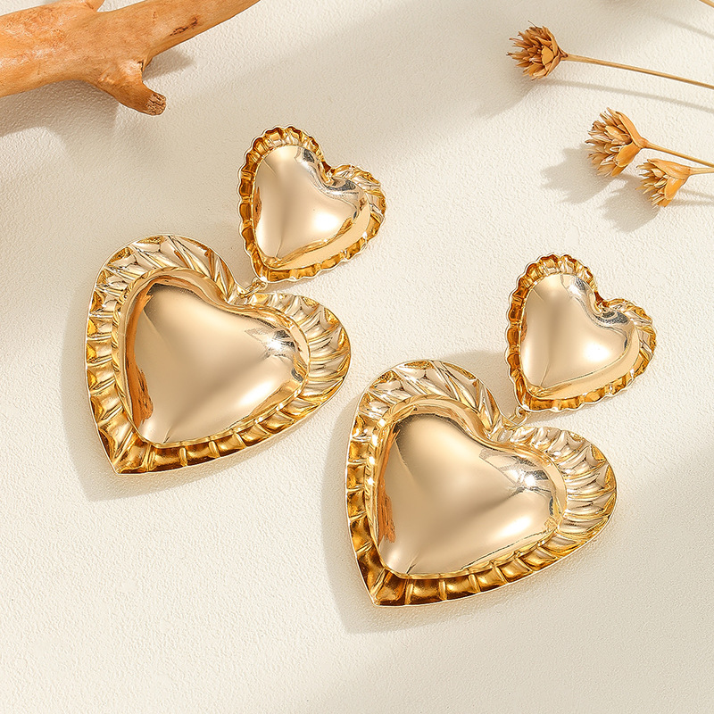 1 Pair Sweet Simple Style Heart Shape Iron Drop Earrings display picture 6