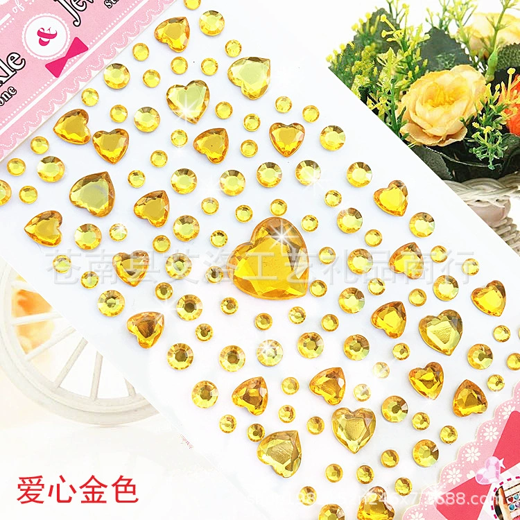 Crystal Patch Acrylic Gem Stickers, Plum Blossom & Heart Designs, 18 × 8.5 cm