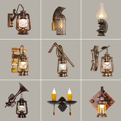 中式復古懷舊樓梯過道壁燈仿古馬燈煤油燈工業風創意室外防水壁燈