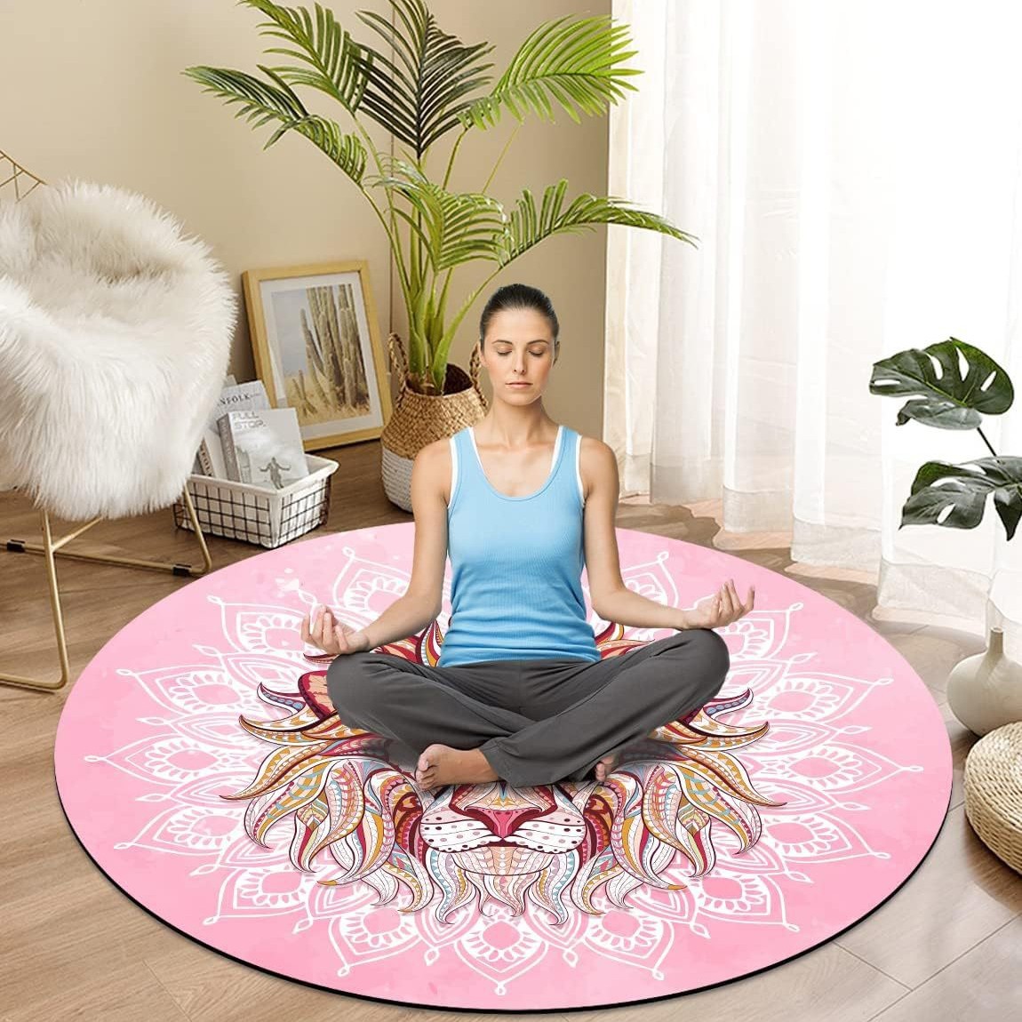 Suede Natural Rubber Meditation Mat, Large Round Mat for Zen Meditation, Inversion Mat, Non-Slip Support, Sgs Certified