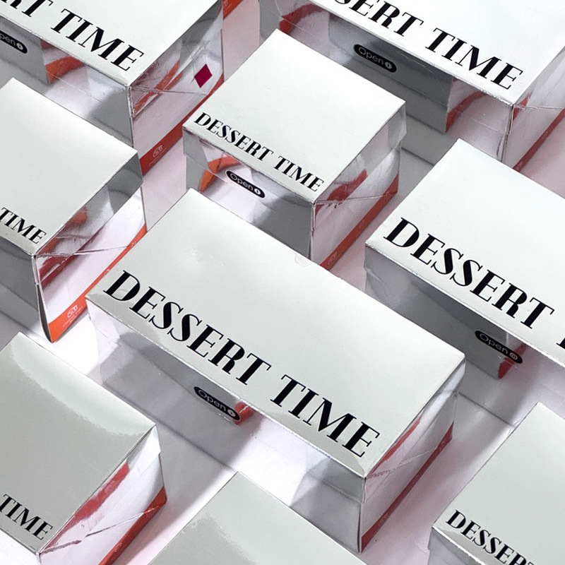 网红银卡蛋糕盒切块2/3寸烘焙包装盒慕斯迷你甜品打包盒印logo