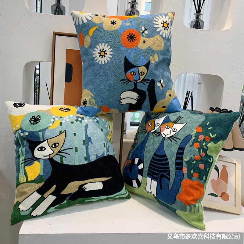 Art Impressionist Pillow Case Cushion Waist Cushion Full Embroidered Picasso Abstract Pillow European Style Sofa Decorative Pillow