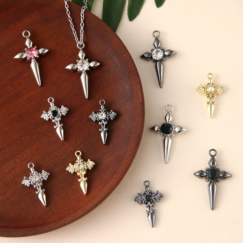 Jewelry accessories: 12 birthstone cross pendants with colorful zircon, free to assemble DIY accessories