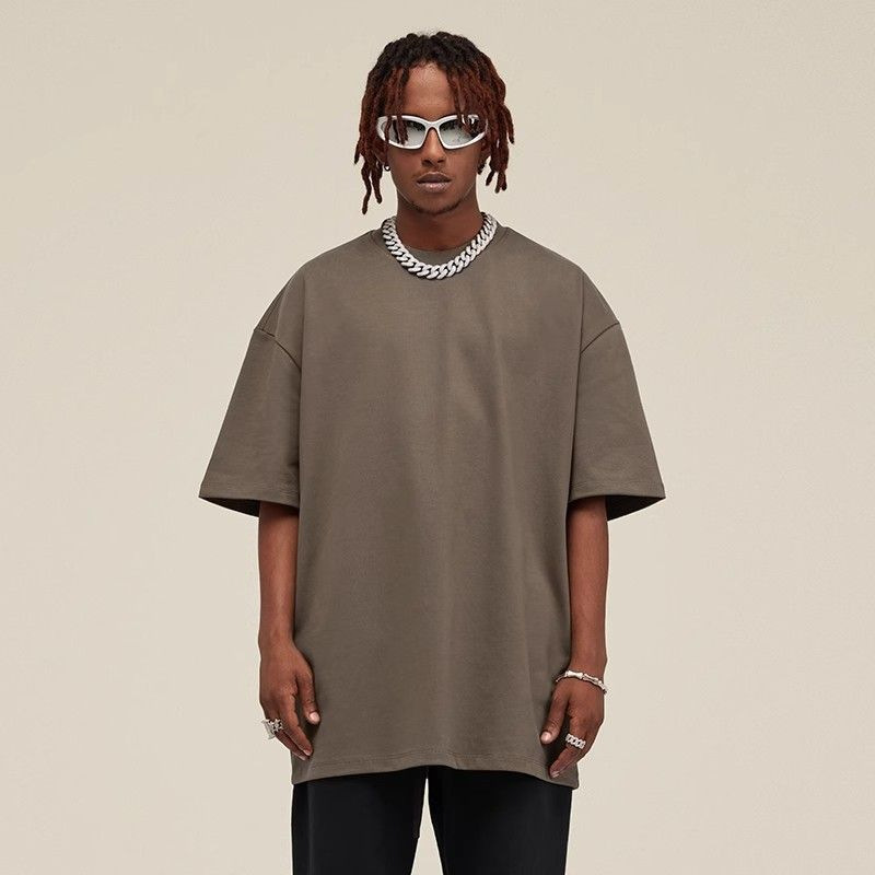 425G 헤비급 티셔츠 남성용 OVERSIZE 반팔 트렌디 브랜드 하이 스트리트 KANYE Kanye 솔리드 컬러 루즈 반소매 티셔츠 여름