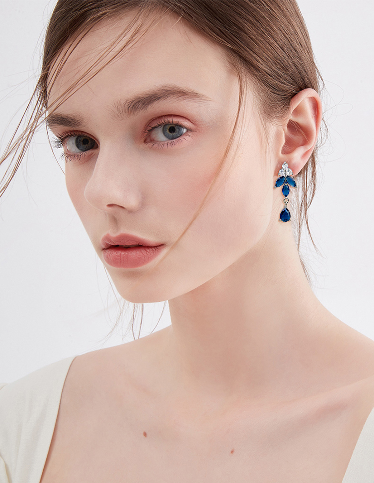 22g Weight Zircon Inlay Material Earrings, Necklace Classification Earrings + Necklace Quantity Weekend, Lawn Occasion Copper Material Water Droplets Pattern All Seasons Season Women's Gender Classic Style Style Water Droplets Copper Classic Style Earrings Necklace 7