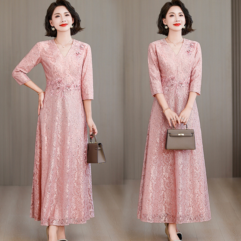 Happy Mother-In-Law Mother Wedding Banquet Dress 2025 New Young Elegant Slimming Look Birthday Party Long Dress Happy Mother-In-Law Mother Wedding Banquet Dress 2025 New Young Elegant Slimming Look Birthday Party Long Dress