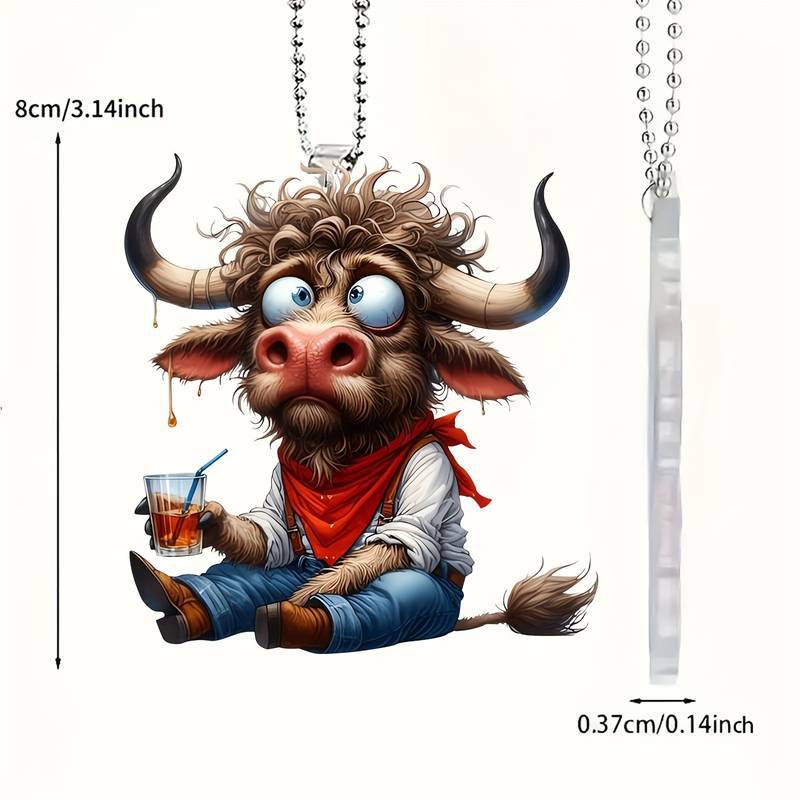 Comedy Cow nuevo colgante de decoración de Navidad acrílico plano transfronterizo automóvil espejo retrovisor decoración colgante