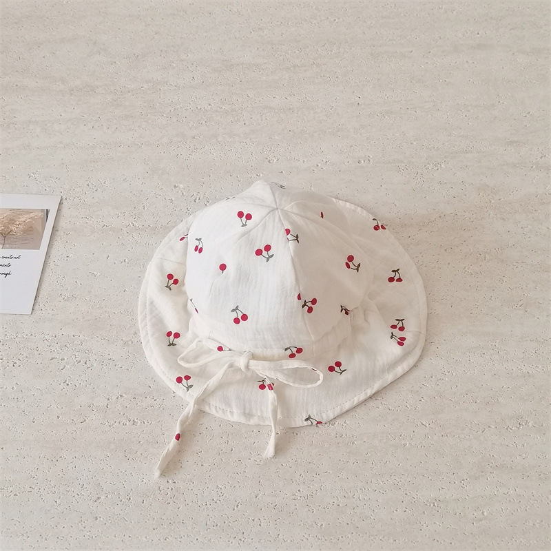 Chapéu de sol para bebé em gaze de algodão com estampado urso_voghion.com