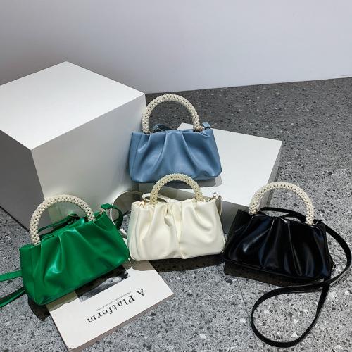 Women's bag pearl bag high-end  new summer versatile handbag niche one-shoulder crossbody pleated cloud bag