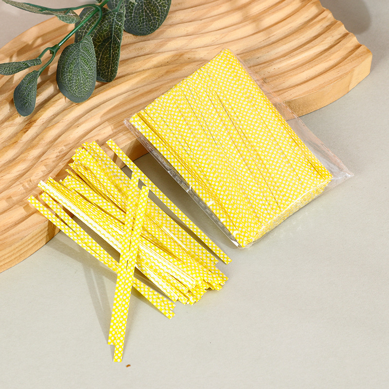 Color Polka Dot tie alambre hornear lazo de sellado 6 regalo de color recubierto de plástico tira de lazo cuerda de lazo de pan 10cm Alambre de hierro