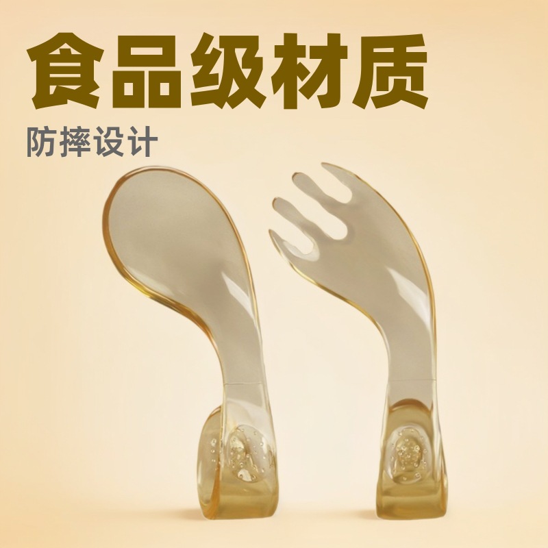 Ppsu ingot spoon baby learning to eat training fork spoon elbow learning to eat fork spoon baby complementary spoon exercise spoon direct selling