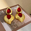 Fuchsia retro resin, earrings, Chinese style
